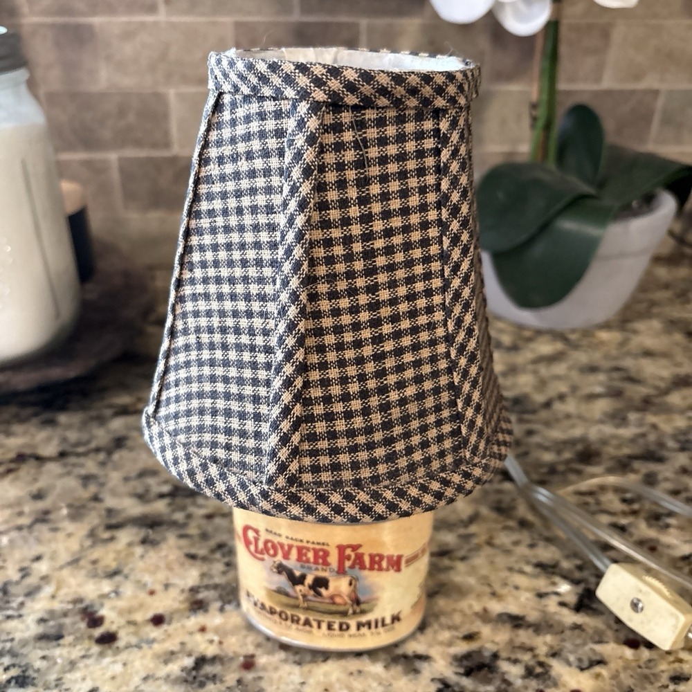Clover Farm Evaporated Milk Homestead Shoppe Lamp 5.5" Rustic Farmhouse Decor